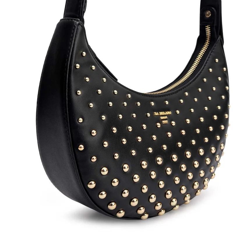 Da Milano Black Small Plain Leather Baguette - Black for Women | Best Price UAE